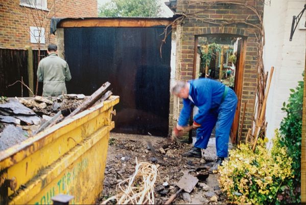 Bobby & Andrew demolishing the garage.