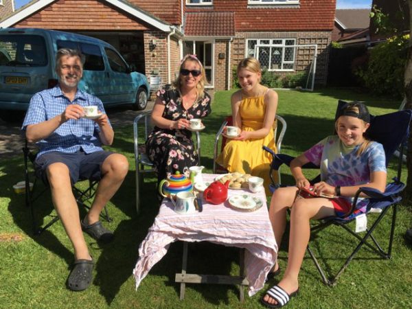 Andrew's family celebrating VE Day (with Andrew)