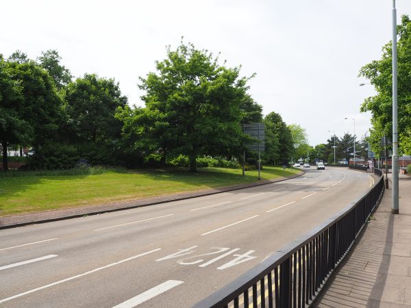 Wolverhampton Ring Road and expanse of central reservation.