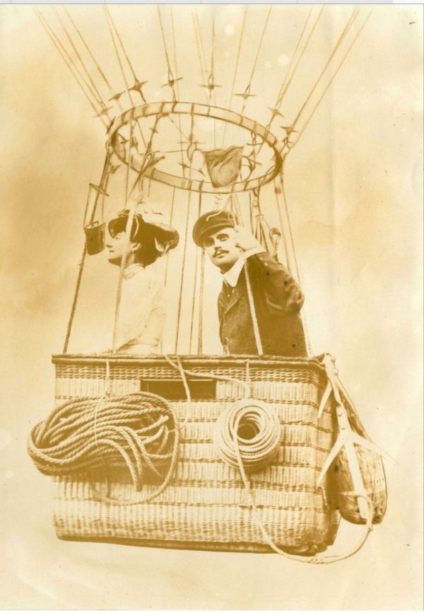 Charles Rolls balloonist - in a balloon with a lady.
