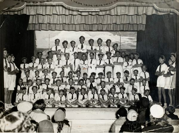 Bobby with the rest of the scouts on the stage for the Gang Show.