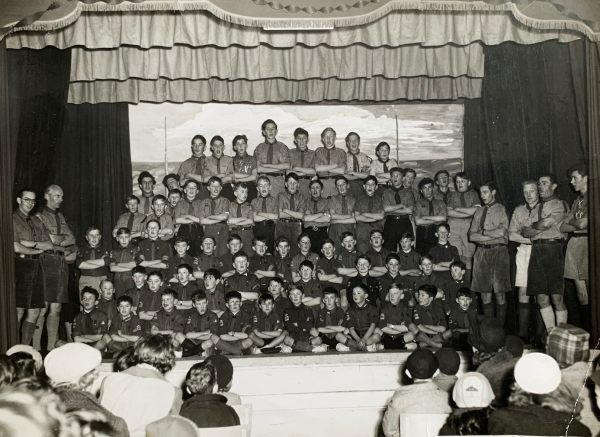 Bobby with the rest of the scouts on the stage for the Gang Show.