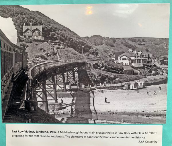 A train about to cross the viaduct on the southern approach to Sandsend Station. All now gone.