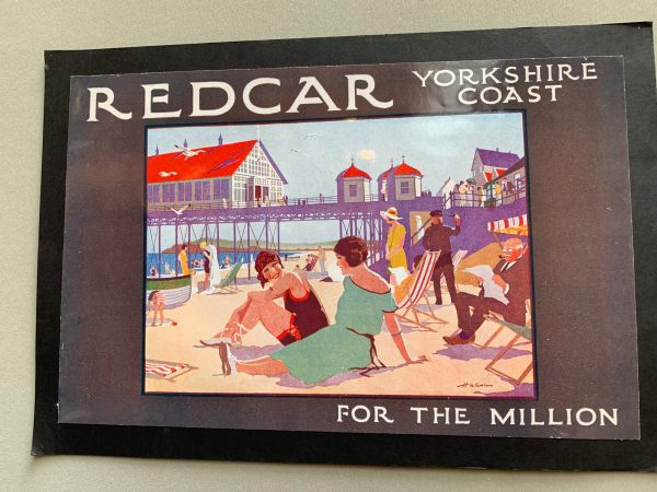 Old advertising poster for Redcar Yorkshire Coast. "For the Million".