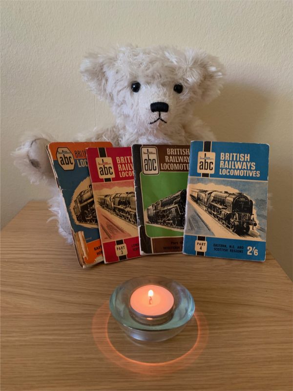 Ellen, some trainspotting books and a candle lit for Diddley.