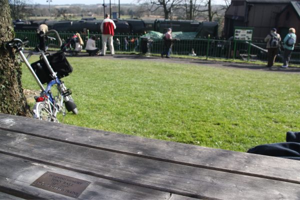 Memorial bench at Ropley for Bobby's brother Tony.