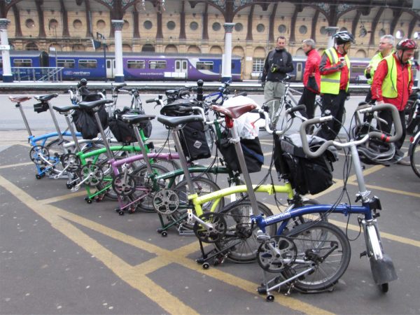 April 2013. Sustrans Convention. Rangers Bromptons at York Station.