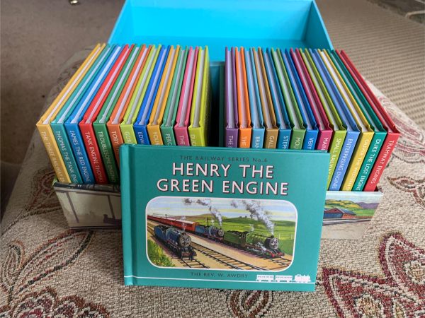 Bobby's Thomas the Tank Engine Box Set - open, with "Henry the Green Engine" standing in front.