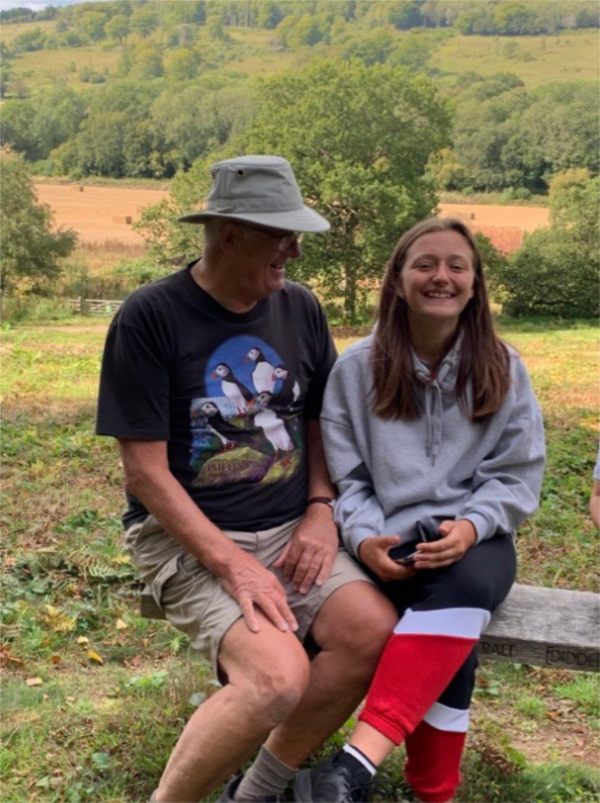 Layla and Bobby on Diddley's bench.