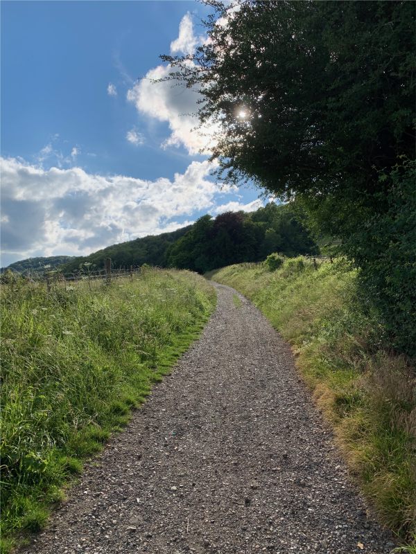 Head west from Landbarn Farm up the carriage road...