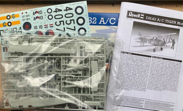 Contents of the Tiger Moth kit still sealed in their plastic bags.