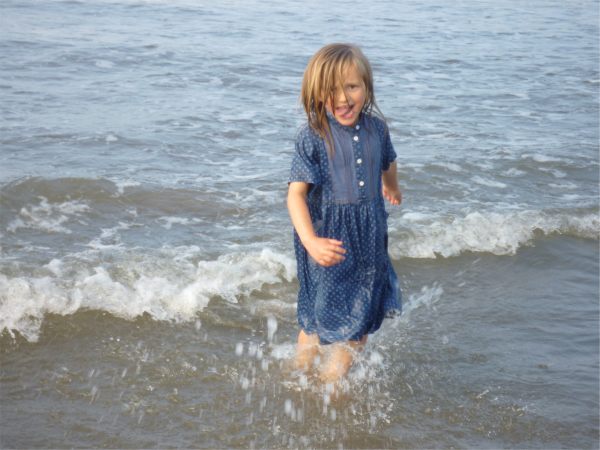 Ayla in the sea at Whitby.