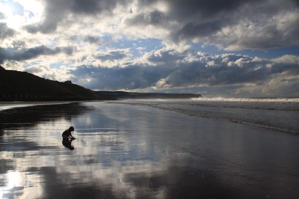 Layla had the whole of Whitby Beach to herself.