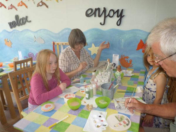 So off we went to the pottery shop. (see the plaque Bobby is painting).