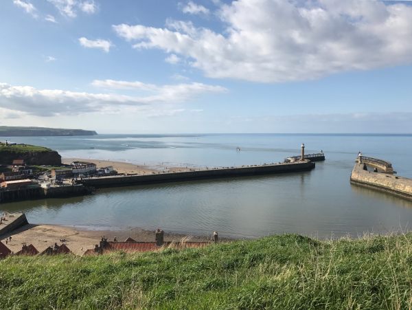 Looking across the bay from Whitby Church and Abbey.