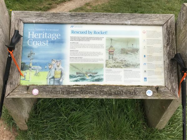 Interpretation Board showing a daring sea rescue.