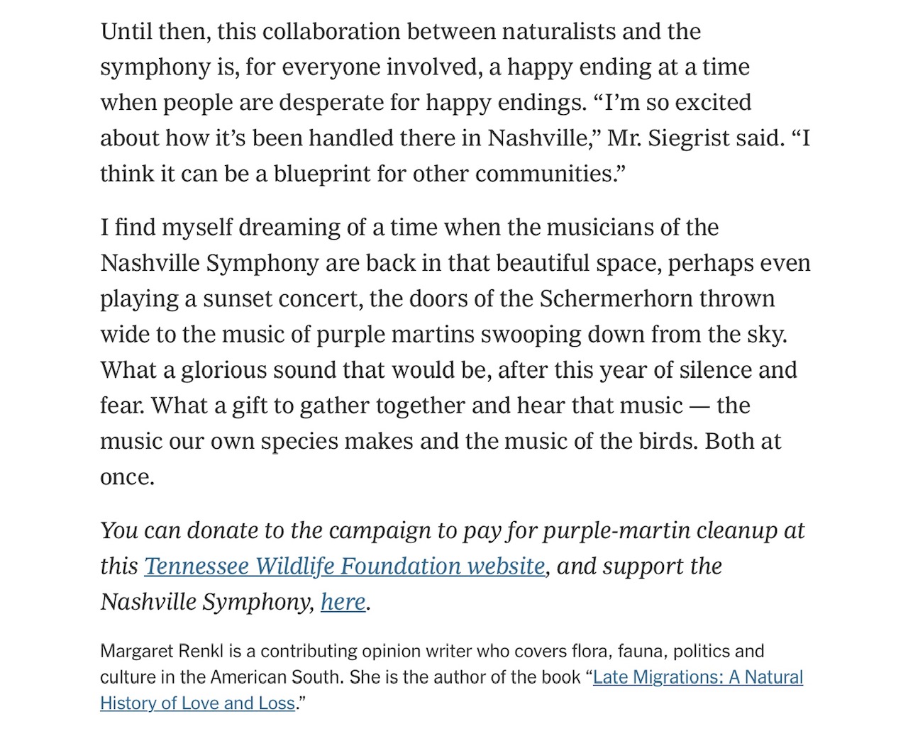 New York Times Article on the Purple Martin. Click on link towards the bottom of the blog for the PDF.