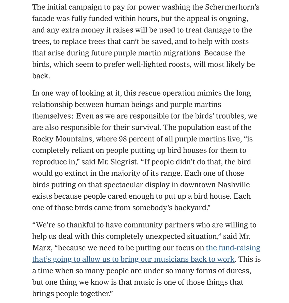 New York Times Article on the Purple Martin. Click on link towards the bottom of the blog for the PDF.