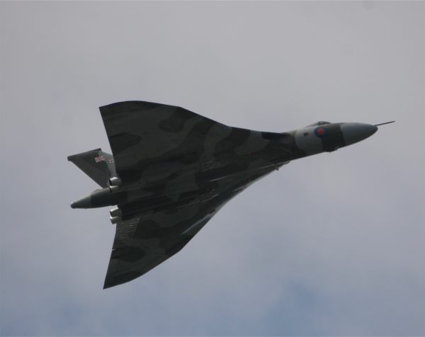 The Vulcan Bomber in the air.