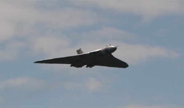 The Vulcan Bomber in the air.