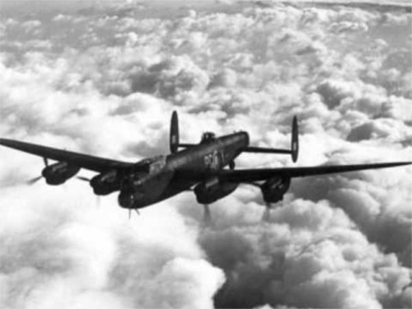 Lancaster bomber in flight. Click on the picture for video.