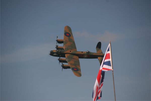 Lancaster in the air at the Goodwood Revival.