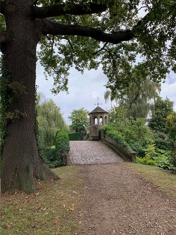 A mile long drive and here is the bridge into Dunsborough Park garden.