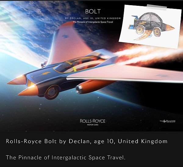 The Rolls-Royce "Bolt" by Declan, age 10, united Kingdom.