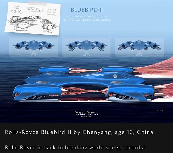 Rolls-Royce "Bluebird II" by Chenyang, age 13, China.