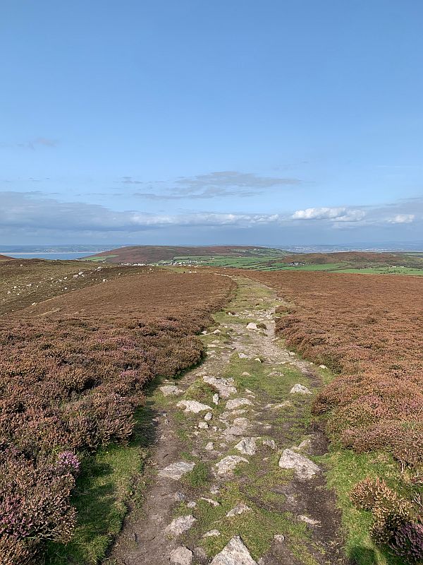 Along the top of Rhossili Down.