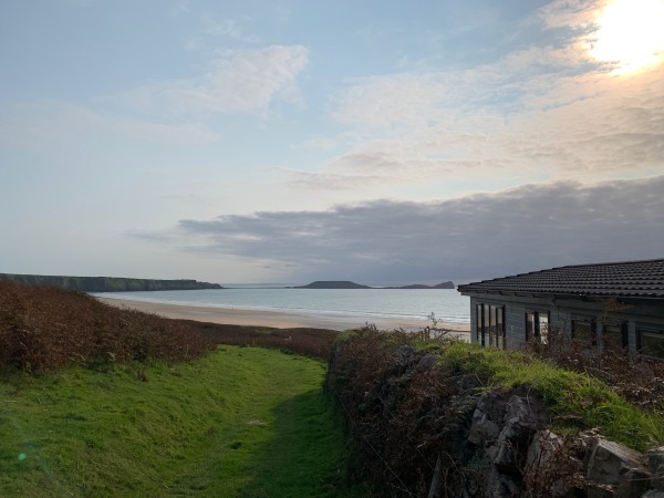 Returning along the coast path (signed).