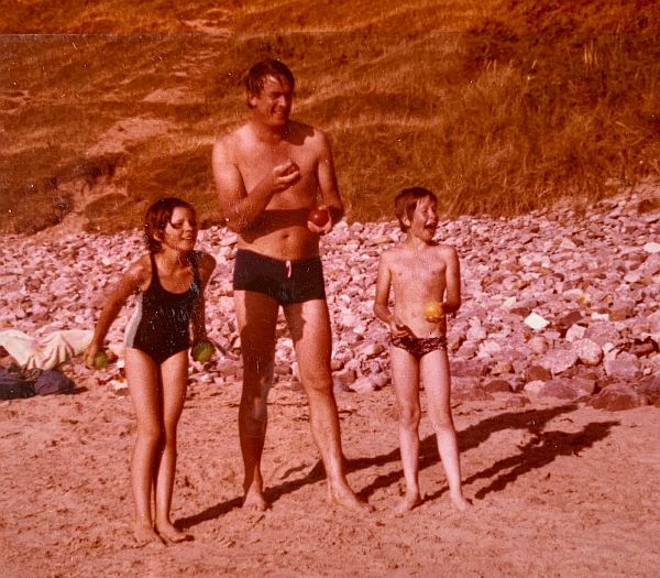 April, Bobby and Carl at Mewslade Bay.