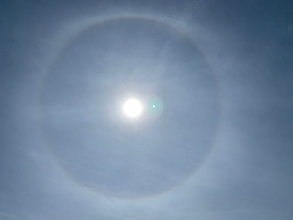 Halo around the sun above Skokholm Island.