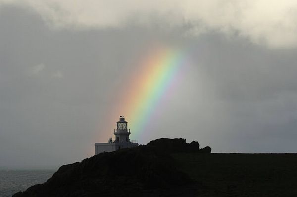 Lighthouse at the end of the rainbow.