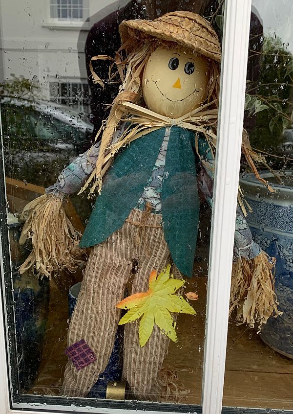 Plus Heidi. Our autumn window guardian from Austria. Made of straw. Brittle.