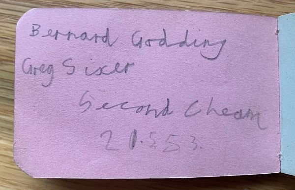 Bernard Godding Greg Sixer Second Cheam 21.5.53.