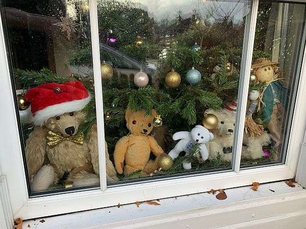 The Mindfully Bertie team in the window of Laurel Cottage.