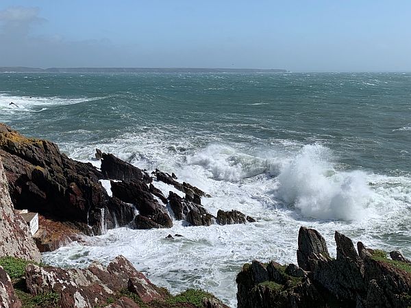 Stormy Waves against Skokholm Island.