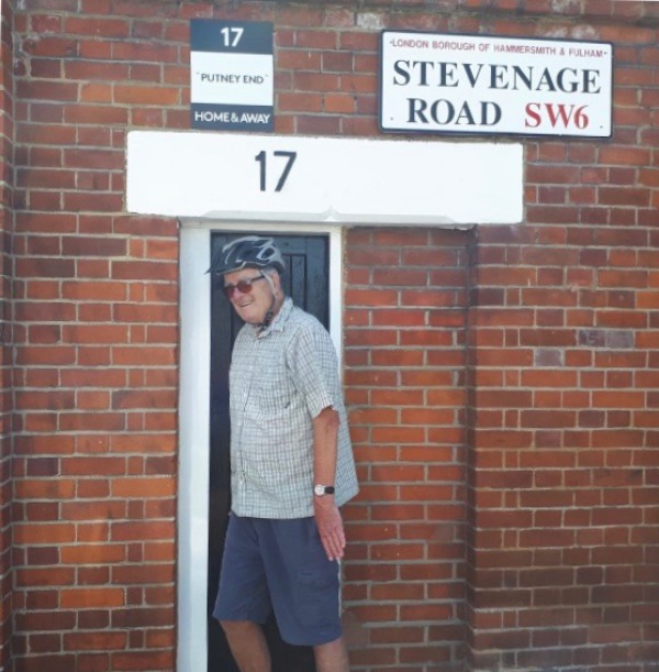Bobby outside a very narrow gate 17 at the Fulham ground.