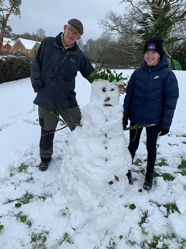 Bobby, Daisy-Mae and snowman.