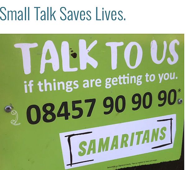 Samaritans Poster - "Small Talk Saves Lives".