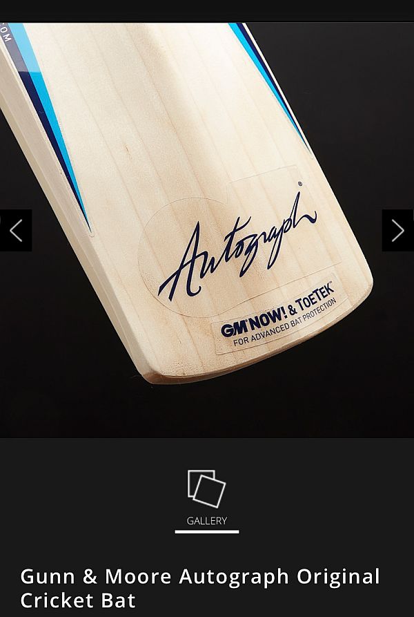 Close up of the bottom of a modern "Autograph" Cricket Bat.