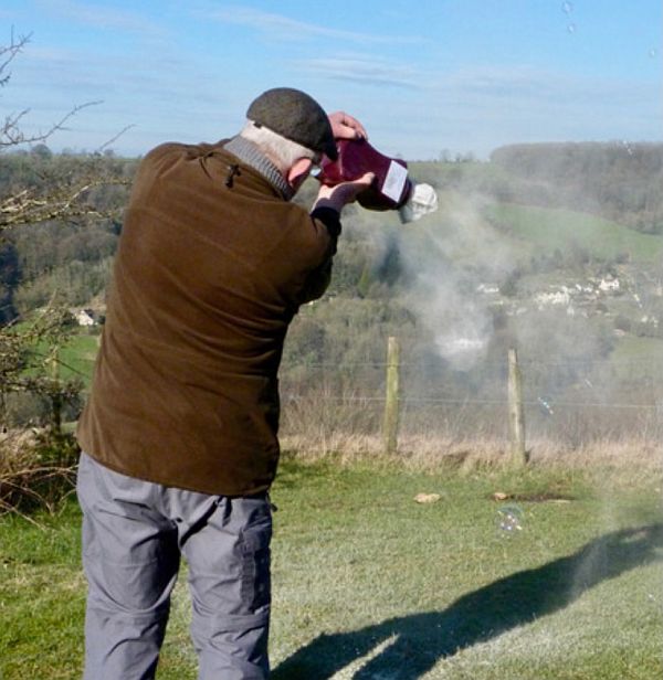 Bobby spreading Diddley's ashes on top of Swift's Hill.