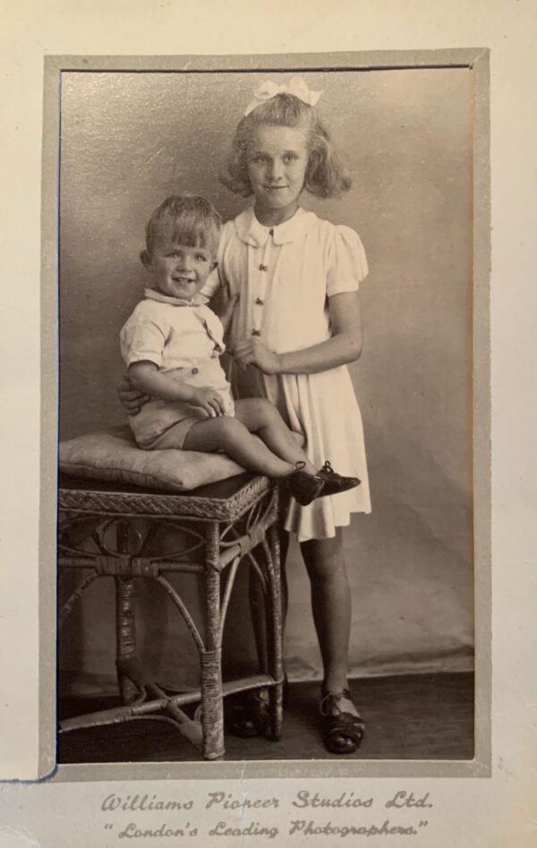 A black and white photograph of Bobby and Wendy. Taken by "Williams Pioneer Studios Ltd - London's Leading Photographers".