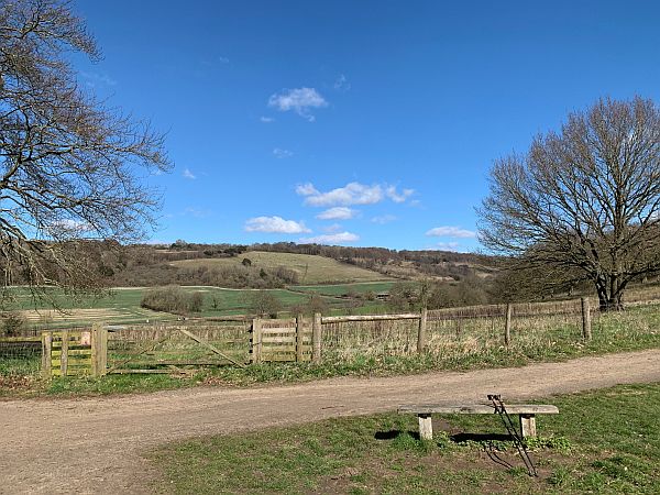 Benches: Looking North towards White Down, Denbies Hillside and the North Downs.