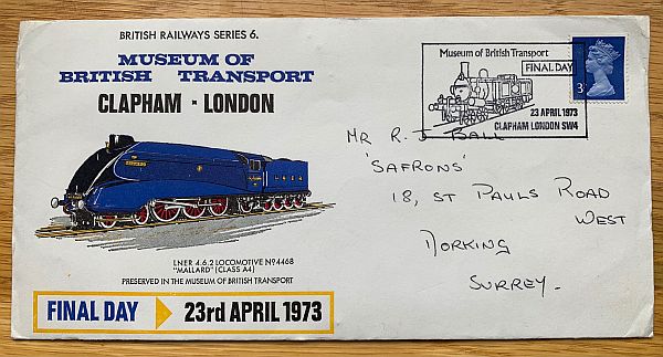 Museum of British Transport, Clapham. Final day commemerative cover Bobby sent to himself.