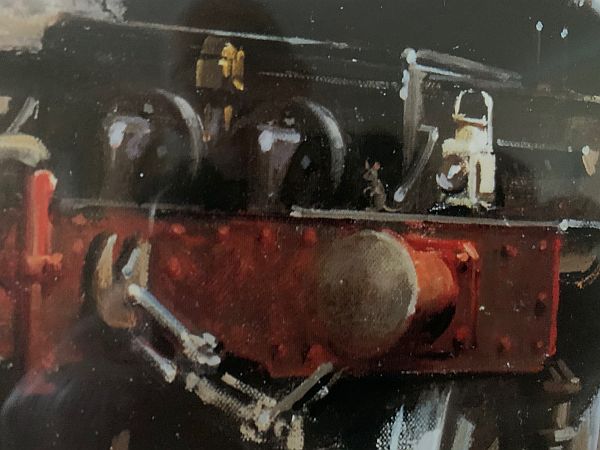 Close-up of the mouse on the buffer beam of the South Wales Pullman.