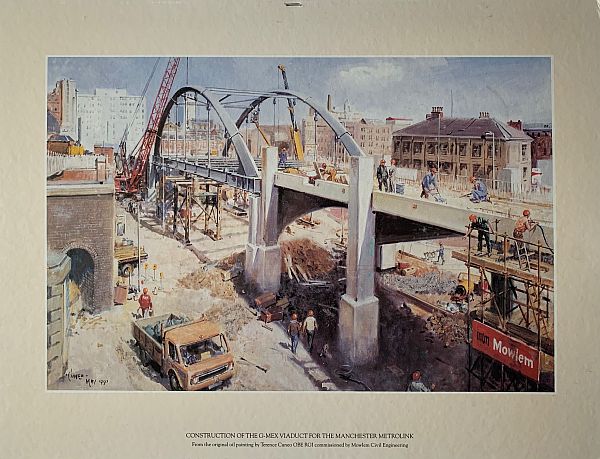 Construction of the G-Mex Viaduct for the Manchester Metrolink.