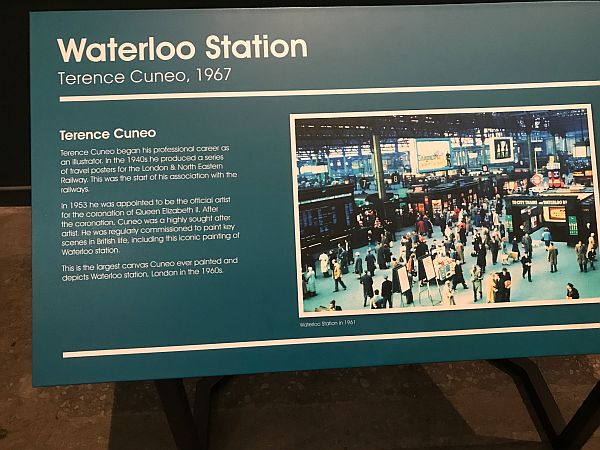 Interpretation board for Cuneo's Waterloo Station.