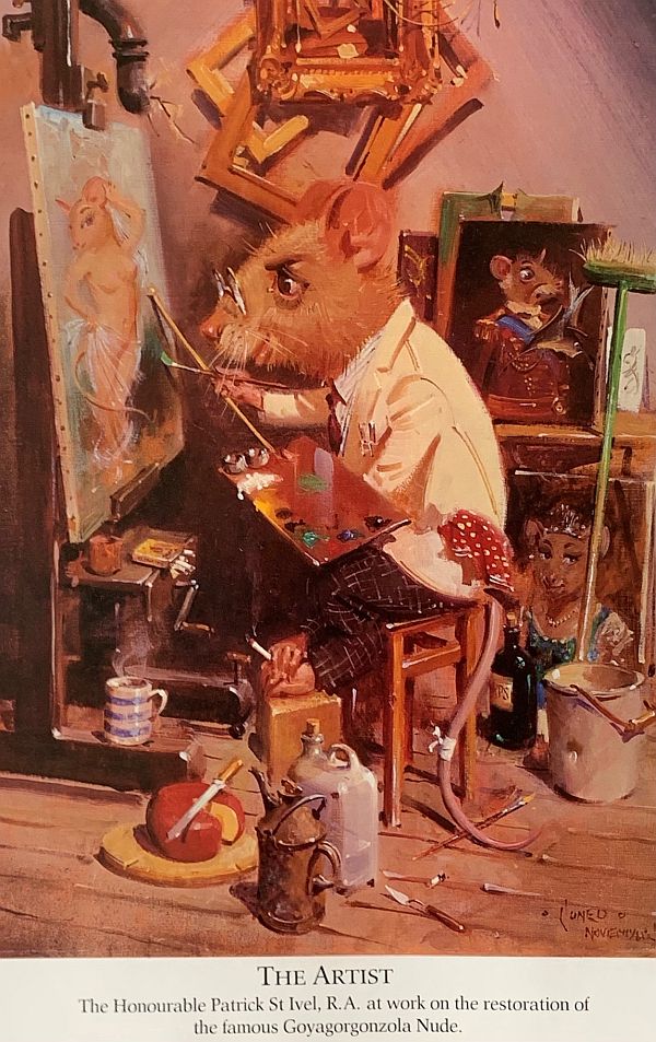 A mouse painting a picture.